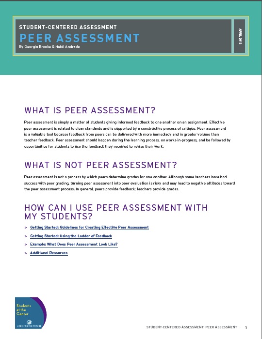Peer Assessments: Empowering Alternative Education Through Collaboration and&nbsp;Growth